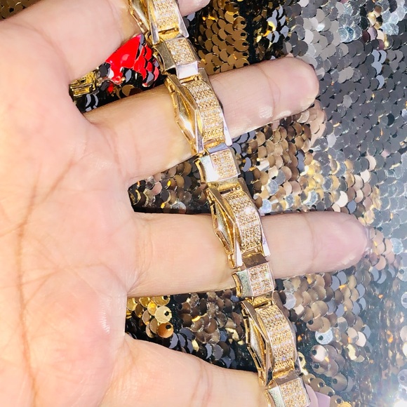 Beautiful custom made unbeatable REAL DIAMOND mens bracelet not CZ 10k vermeil - Picture 8 of 8